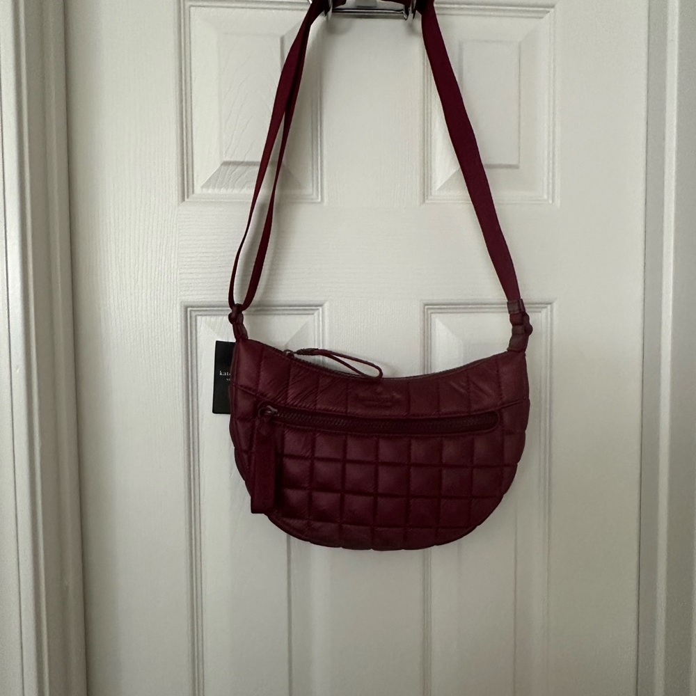 NWT Kate Spade Burgundy Quilted Shoulder Bag